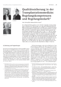 Dokument Qualitätssicherung in der Transplantationsmedizin: Regelungskompetenzen und Regelungsbedarfe