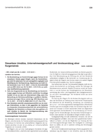 Dokument Steuerbare Umsätze, Unternehmereigenschaft und Vorsteuerabzug einer Kurgemeinde