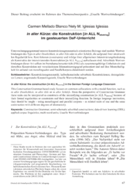 Dokument  in aller Kürze : die Konstruktion [ in  ALL N abstr/sg ] im gesteuerten DaF-Unterricht