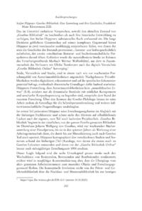 Dokument Stefan Höppner: Goethes Bibliothek. Eine Sammlung und ihre Geschichte Frankfurt/Main: Klostermann 2022