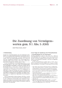 Dokument Die Zuordnung von Vermögenswerten gem. § 1 Abs. 5 AStG