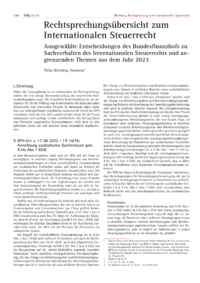 Dokument Rechtsprechungsübersicht zum Internationalen Steuerrecht