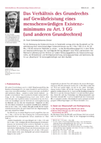 Dokument Das Verhältnis des Grundrechts auf Gewährleistung eines menschenwürdigen Existenzminimums zu Art. 3 GG (und anderen Grundrechten)