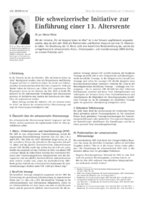 Dokument Die schweizerische Initiative zur Einf&uuml;hrung einer 13. Altersrente