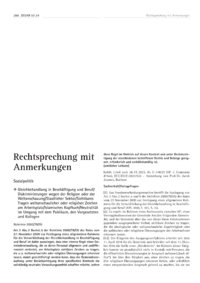 Dokument Gleichbehandlung in Beschäftigung und Beruf/Diskriminierungen wegen der Religion oder der Weltanschauung/Staatlicher Sektor/Sichtbares Tragen weltanschaulicher oder religiöser Zeichen am Arbeitsplatz/Islamisches Kopftuch/Neutralität im Umgang mit dem Publikum, den Vorgesetzten und Kollegen