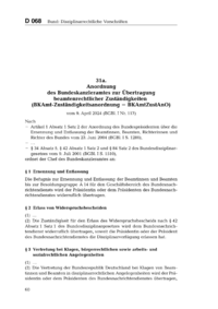 Dokument Anordnung des Bundeskanzleramtes zur Übertragung beamtenrechtlicher Zuständigkeiten (BKAmt-Zuständigkeitsanordnung – BKAmtZustAnO)
