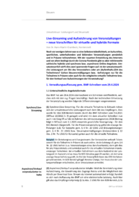 Dokument Live-Streaming und Aufzeichnung von Veranstaltungen – neue Vorschriften für virtuelle und hybride Formate