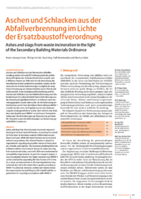 Dokument Aschen und Schlacken aus der Abfallverbrennung im Lichte der Ersatzbaustoffverordnung