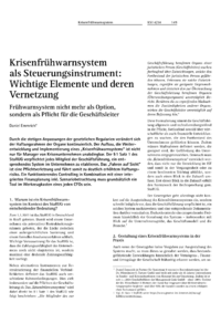 Dokument Krisenfrühwarnsystem als Steuerungsinstrument: Wichtige Elemente und deren Vernetzung