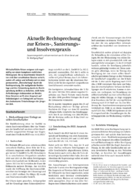 Dokument Aktuelle Rechtsprechung zur Krisen-, Sanierungs- und Insolvenzpraxis