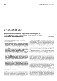 Dokument Rechtzeitige Berichtigung des geschuldeten Steuerbetrags bei Forderungsausfall sowie unberechtigter Steuerausweis bei falsch adressierten Leistungsempfänger