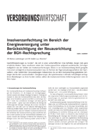Dokument Insolvenzanfechtung im Bereich der Energieversorgung unter Berücksichtigung der Neuausrichtung der BGH-Rechtsprechung