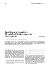 Dokument Klassifizierung ökologischer Wirtschaftsaktivitäten durch die EU-Taxonomie