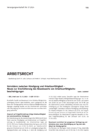 Dokument Koinzidenz zwischen Kündigung und Arbeitsunfähigkeit – Neues zur Erschütterung des Beweiswerts von Arbeitsunfähigkeitsbescheinigungen