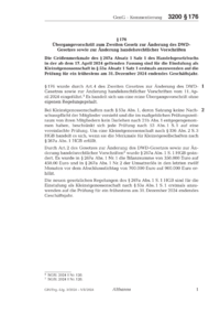Dokument § 176 Übergangsvorschrift zum Zweiten Gesetz zur Änderung des DWD-Gesetzes sowie zur Änderung handelsrechtlicher Vorschriften
