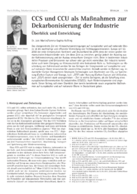 Dokument CCS und CCU als Maßnahmen zur Dekarbonisierung der Industrie