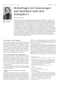 Dokument Rechtsfragen bei Solaranlagen und Speichern nach dem Solarpaket I