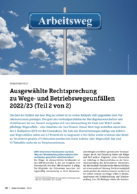 Dokument Ausgewählte Rechtsprechung zu Wege- und Betriebswegeunfällen 2022/23 (Teil 2 von 2)