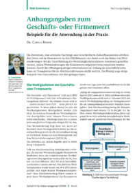 Dokument Anhangangaben zum Geschäfts- oder Firmenwert