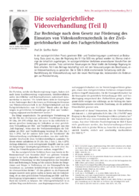 Dokument Die sozialgerichtliche Videoverhandlung (Teil I)