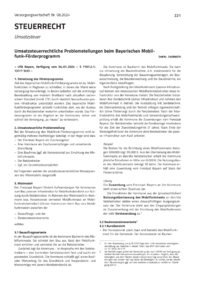 Dokument Umsatzsteuerrechtliche Problemstellungen beim Bayerischen Mobilfunk-Förderprogramm