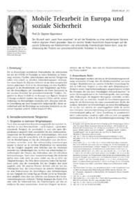 Dokument Mobile Telearbeit in Europa und soziale Sicherheit