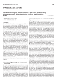 Dokument Umsatzbesteuerung der öffentlichen Hand – § 2b UStG; Vorsteuerabzug bei unternehmerisch tätigen juristischen Personen des öffentlichen Rechts