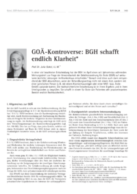 Dokument GOÄ-Kontroverse: BGH schafft endlich Klarheit