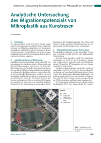 Dokument Analytische Untersuchung des Migrationspotenzials von Mikroplastik aus Kunstrasen
