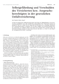 Dokument Selbstgefährdung und Verschulden des Versicherten bzw. Anspruchsberechtigten in der gesetzlichen Unfallversicherung