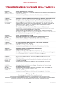 Dokument Veranstaltungen des Berliner Anwaltsvereins