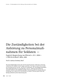 Dokument Die Zuständigkeiten bei der Anhörung zu Personalmaßnahmen für Soldaten