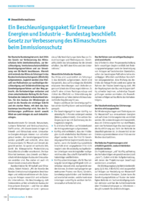 Dokument Ein Beschleunigungspaket für Erneuerbare Energien und Industrie – Bundestag beschließt Gesetz zur Verbesserung des Klimaschutzes beim Immissionsschutz