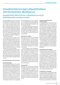 Dokument Umweltministerium legt Luftqualitätsbilanz 2023 für Nordrhein-Westfalen vor