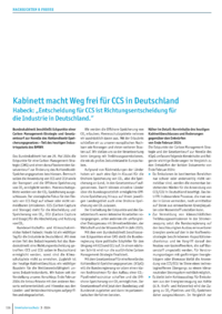 Dokument Kabinett macht Weg frei für CCS in Deutschland