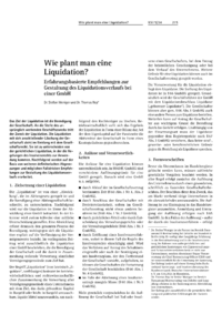 Dokument Wie plant man eine Liquidation?