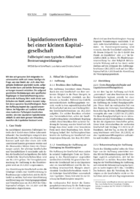 Dokument Liquidationsverfahren bei einer kleinen Kapitalgesellschaft