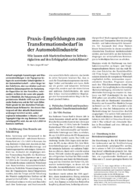 Dokument Praxis-Empfehlungen zum Transformationsbedarf in der Automobilindustrie