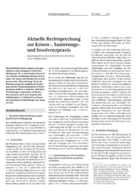 Dokument Aktuelle Rechtsprechung zur Krisen-, Sanierungs- und Insolvenzpraxis