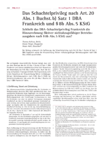 Dokument Das Schachtelprivileg nach Art. 20 Abs. 1 Buchst. b) Satz 1 DBA Frankreich und § 8b Abs. 5 KStG