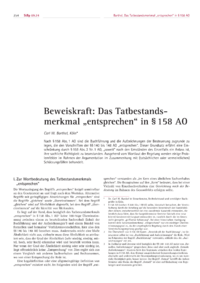 Dokument Beweiskraft: Das Tatbestandsmerkmal „entsprechen“ in § 158 AO