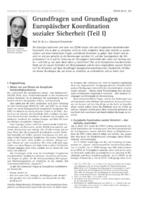 Dokument Grundfragen und Grundlagen Europäischer Koordination sozialer Sicherheit (Teil I)
