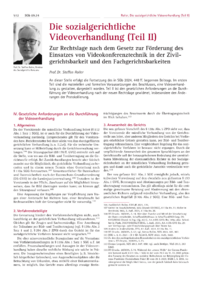 Dokument Die sozialgerichtliche Videoverhandlung (Teil II)