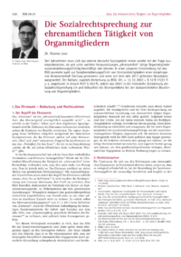 Dokument Die Sozialrechtsprechung zur ehrenamtlichen Tätigkeit von Organmitgliedern