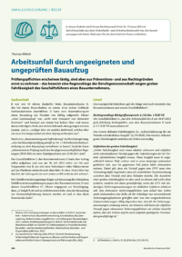 Dokument Arbeitsunfall durch ungeeigneten und ungeprüften Bauaufzug