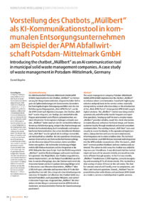 Dokument Vorstellung des Chatbots „Müllbert“ als KI-Kommunikationstool in kommunalen Entsorgungsunternehmen am Beispiel der APM Abfallwirtschaft Potsdam-Mittelmark GmbH
