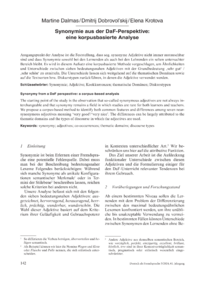 Dokument Synonymie aus der DaF-Perspektive: eine korpusbasierte Analyse
