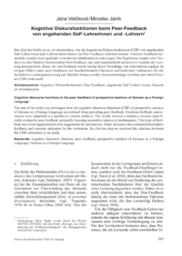 Dokument Kognitive Diskursfunktionen beim Peer-Feedback von angehenden DaF-Lehrerinnen und -Lehrern