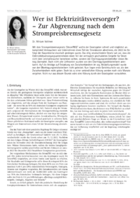 Dokument Wer ist Elektrizitätsversorger? – Zur Abgrenzung nach dem Strompreisbremsegesetz