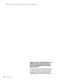 Dokument Abgrenzung der Zuständigkeiten von örtlichem und Gesamtpersonalrat bei verselbständigten kommunalen Eigenbetrieben